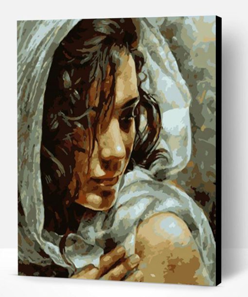 Beautiful Woman with Scarf Paint By Number