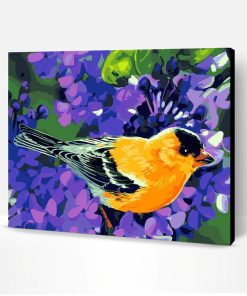 Yellow Bird Purple Flowers Paint By Number