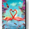 Flamingo Couple Heart Paint By Number