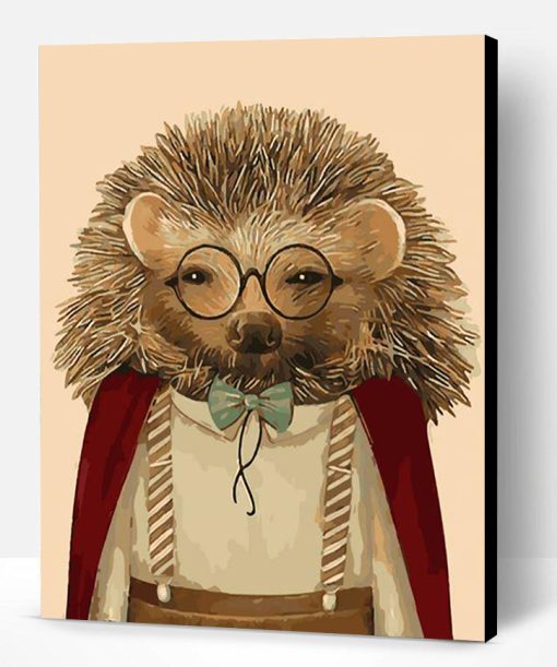 Hedgehog With Glasses Paint By Number