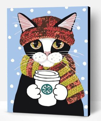 Cat Winter Coffee Paint By Number