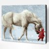 White Horse in Snow Paint By Number