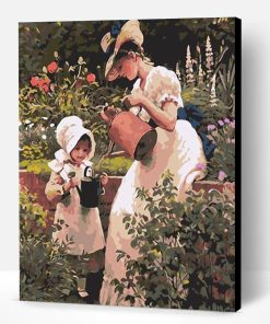 Woman and Girl In the Garden Paint By Number
