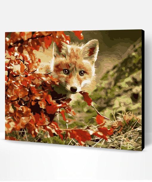 Red maple leaf Fox Paint By Number