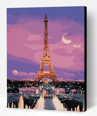 Eiffel Tower Purple Sky Paint By Number