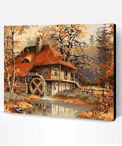 House in Autumn Forest Paint By Number