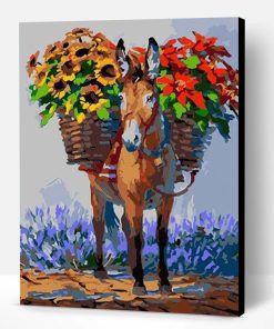 Donkey carrying flowers Paint By Number