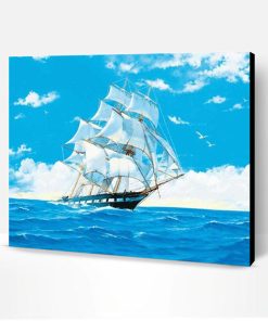 Sailing Ship In Blue Ocean Paint By Number