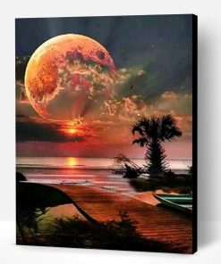 Red Full Moon Night Paint By Number