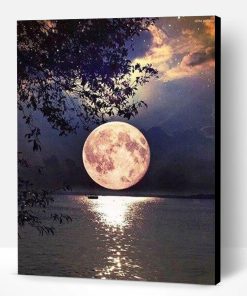 Beautiful Full Moon on Lake Paint By Number