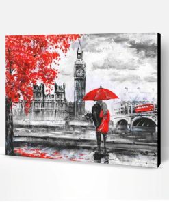 London lovers in Black and Red Paint By Number