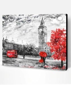 London in Black and Red Paint By Number