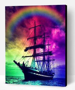 Sailing Ship Rainbow Paint By Number