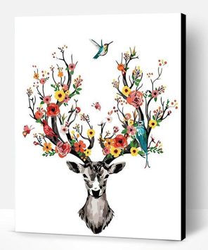 Deer Floral Antlers Paint By Number