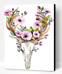 Deer Skull with Flowers Paint By Number