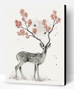 Deer With Flower Antlers Paint By Number
