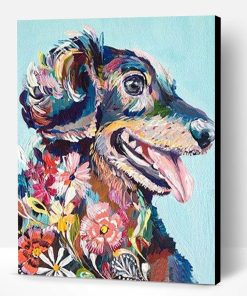 Dog Portrait Made of Flowers Paint By Number