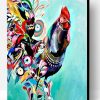 Rooster Portrait Made of Flowers Paint By Number