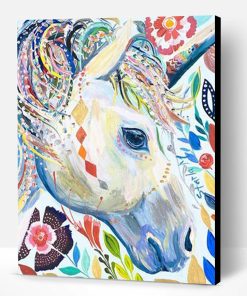 Unicorn Portrait Made of Flowers Paint By Number