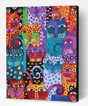 Abstract Cats Heads Paint By Number