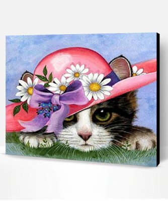 Cat With Flower Hat Paint By Number