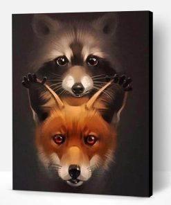 Raccoon and Fox Paint By Number