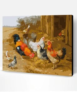 Chickens and Pigeons Paint By Number
