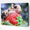 Pig on Strawberries Paint By Number