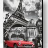 Red Car in Paris Paint By Number
