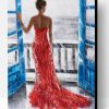 Red Gown Girl on Window Paint By Number