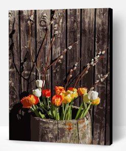 Wooden Barrel Flower Paint By Number