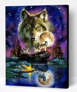 Beautiful Wolf And Moon Paint By Number