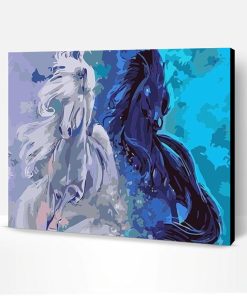 Black and White Horses Paint By Number
