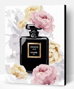 Perfume Bottle Black White Flower Paint By Number