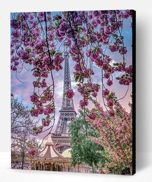 Eiffel Tower Cherry Blossom Paint By Number