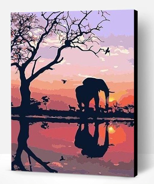 Elephant in the Sunset Paint By Number