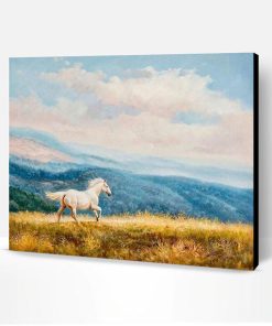 White Horse Running in Wild Paint By Number