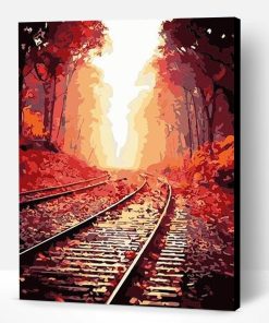 Railway in the maple forest Paint By Number