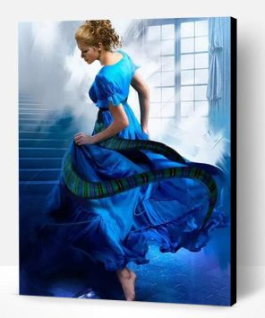 Woman in Blue Dress Paint By Number
