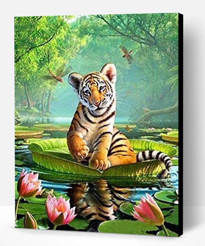 Tiger in The Pool Paint By Number