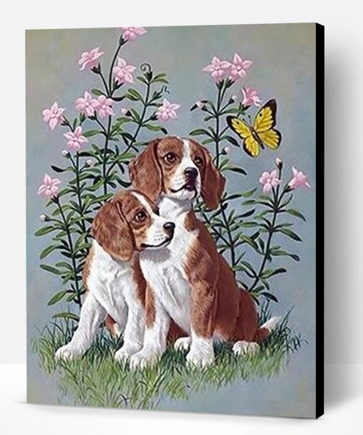 Dogs Under Flowers Paint By Number