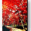 Red Flower Tree Palette Knife Painting Paint By Number