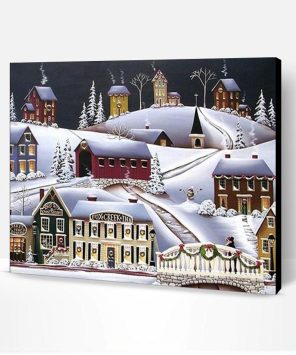 Christmas in Fox Creek Village Paint By Number