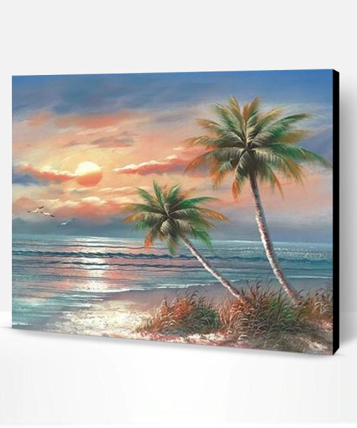 Coconut Trees on Beach Paint By Number