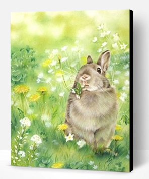 Cute Rabbit In Green Grass Paint By Number