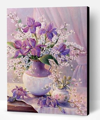 Romantic Purple Flower Palette Knife Paint By Number