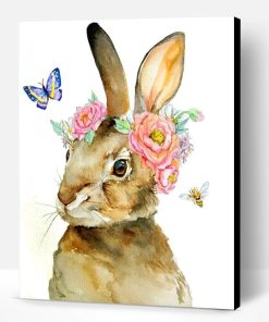 Bunny With Flowers Around Ears Paint By Number