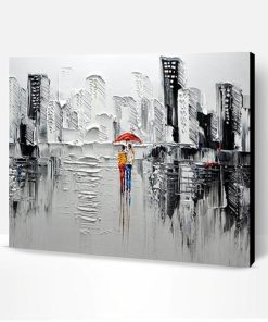New York Skyline in Black and Red Paint By Number