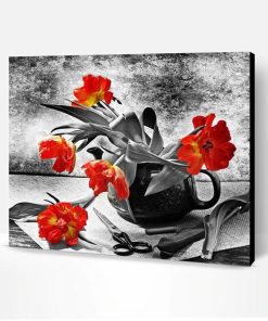 Red Flower Vase Paint By Number