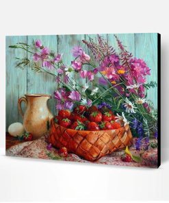Strawberries Flower Basket Paint By Number